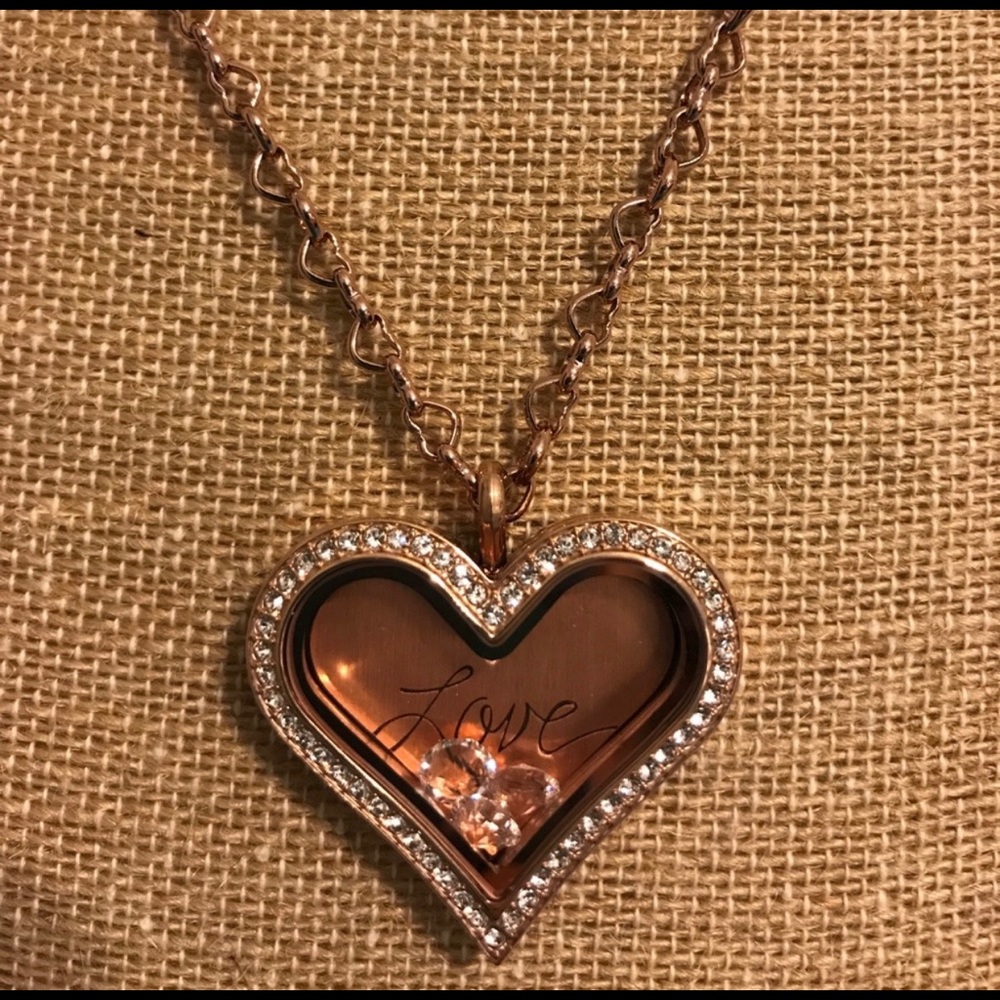 Origami Owl Rose Gold Heart Locket Valentine gift